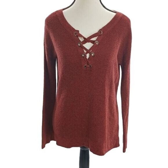 American Eagle Sweater Burnt Orange Jegging Fit Waffle Knit Womens Size XS - Picture 1 of 6